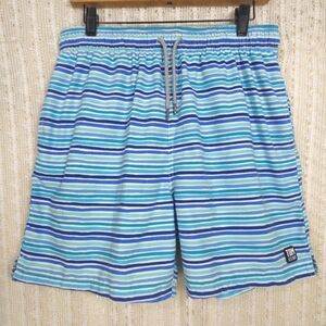 Tom and Teddy Blue Striped Swim Shorts Trunks Size Large